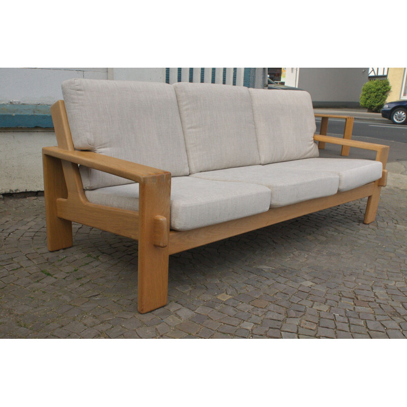 Vintage 3-Seater Sofa from E. Pajamies for ASKO in Oak 1970s