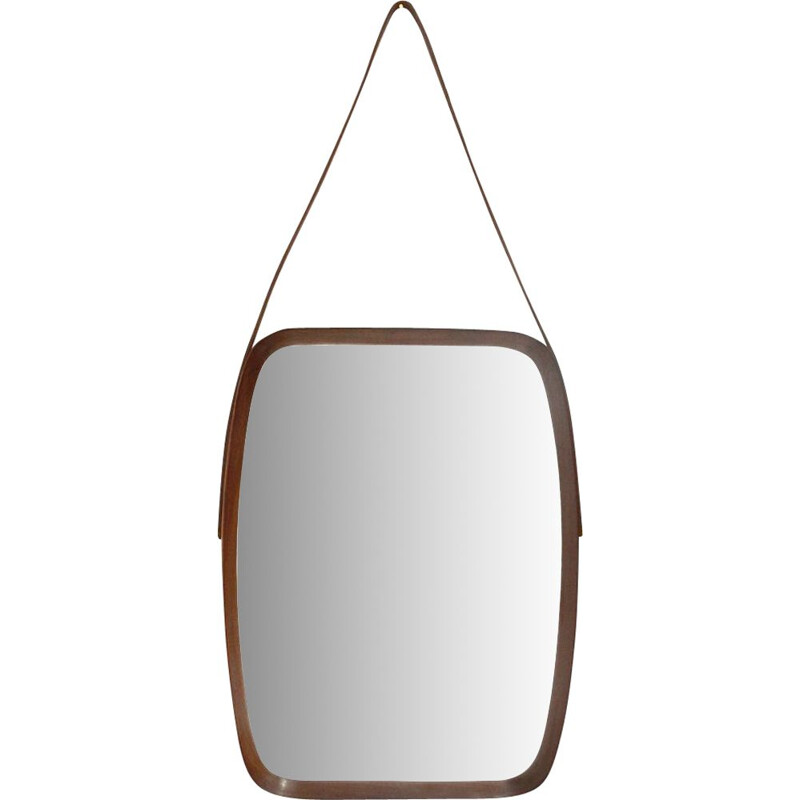 Vintage Mirror with teak wood edges, 1960s