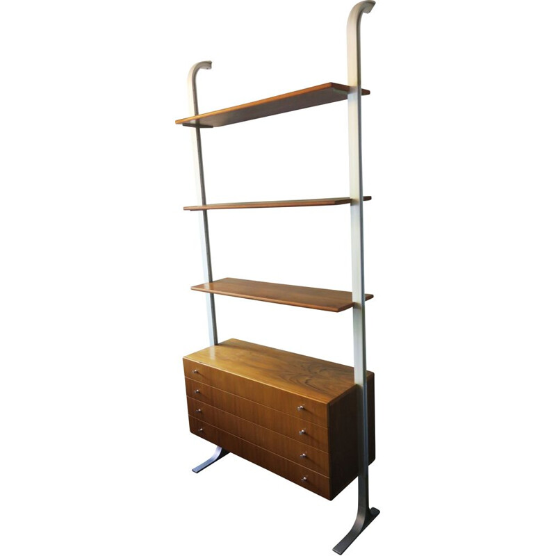 Mid Century Shelf System with Drawers and Aluminium Supports 1960s