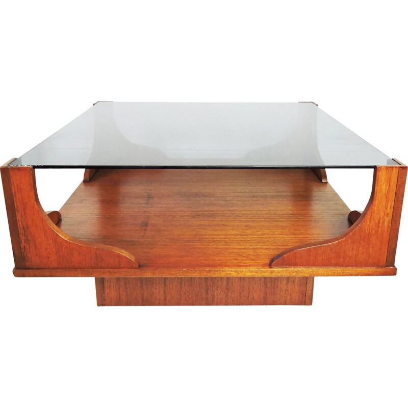 Vintage Wooden Square Coffee Table, 1960s