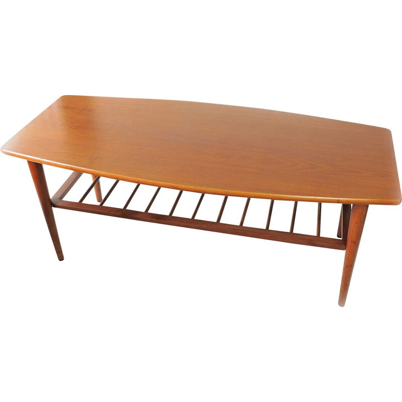 Vintage Wooden Coffee Table with Magazine Rack, 1960s