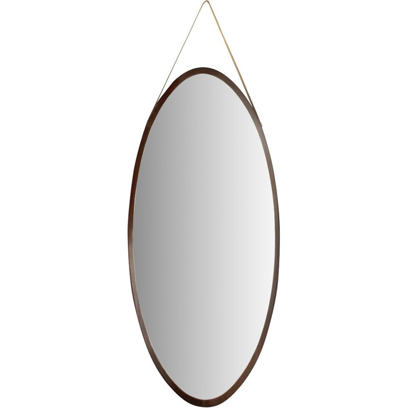 Vintage Oval Mirror with Teak edges, 1960s
