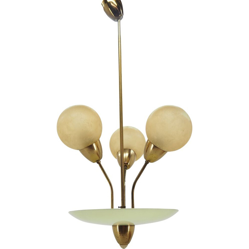 Vintage art deco brass chandelier, Germany 1940