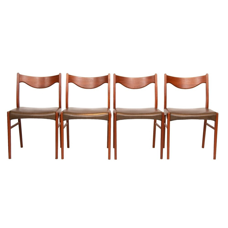 Set of 4 Midcentury Dining Chairs by Arne Wahl Iversen Danish 1960