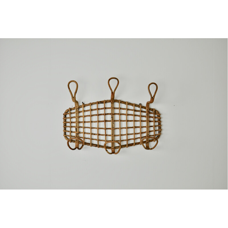 Vintage Rattan Coat Rack 1960s