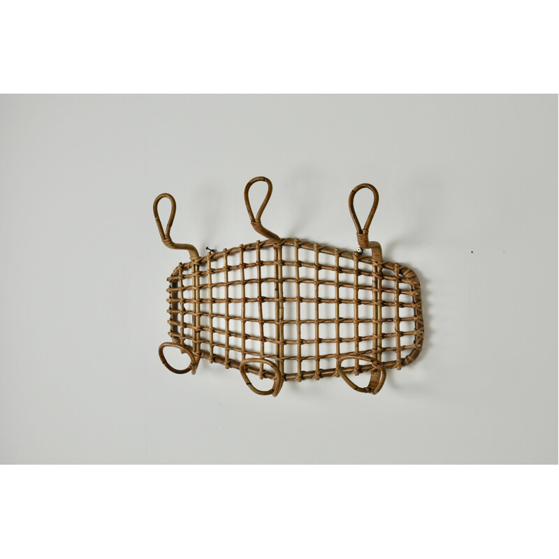 Vintage Rattan Coat Rack 1960s