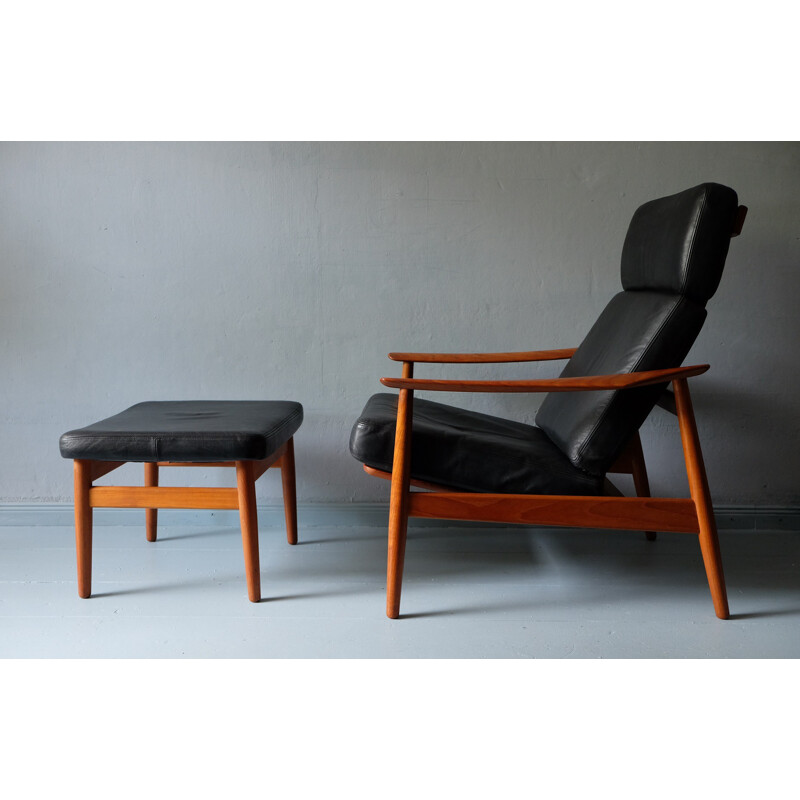 Scandinavian France & Son lounge chair in leather, Arne VODDER - 1960s