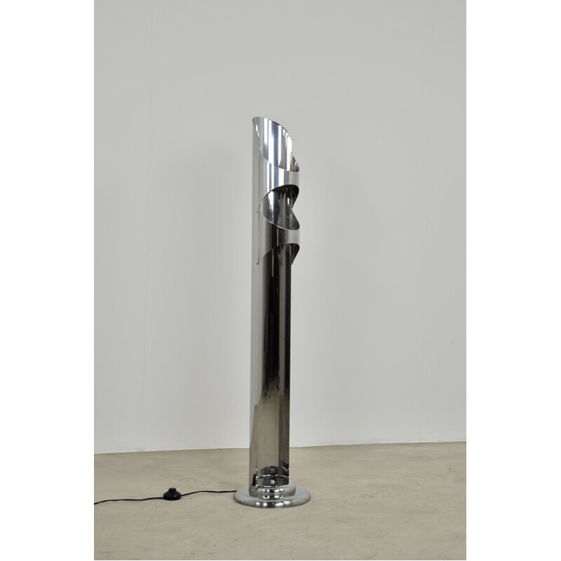 Vintage chromed floor lamp Italian 1970s