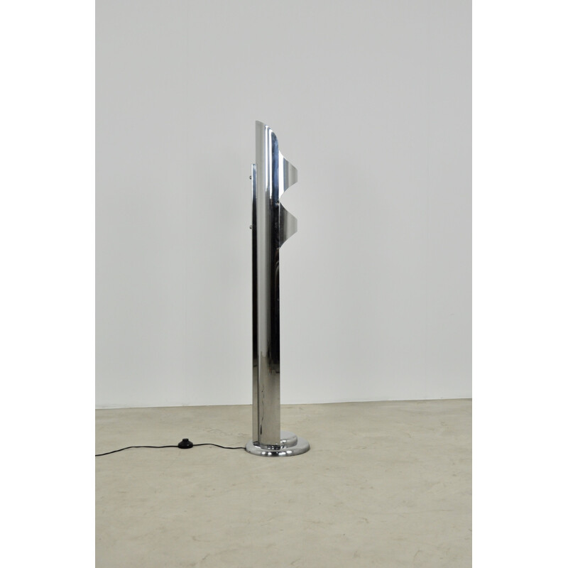 Vintage chromed floor lamp Italian 1970s