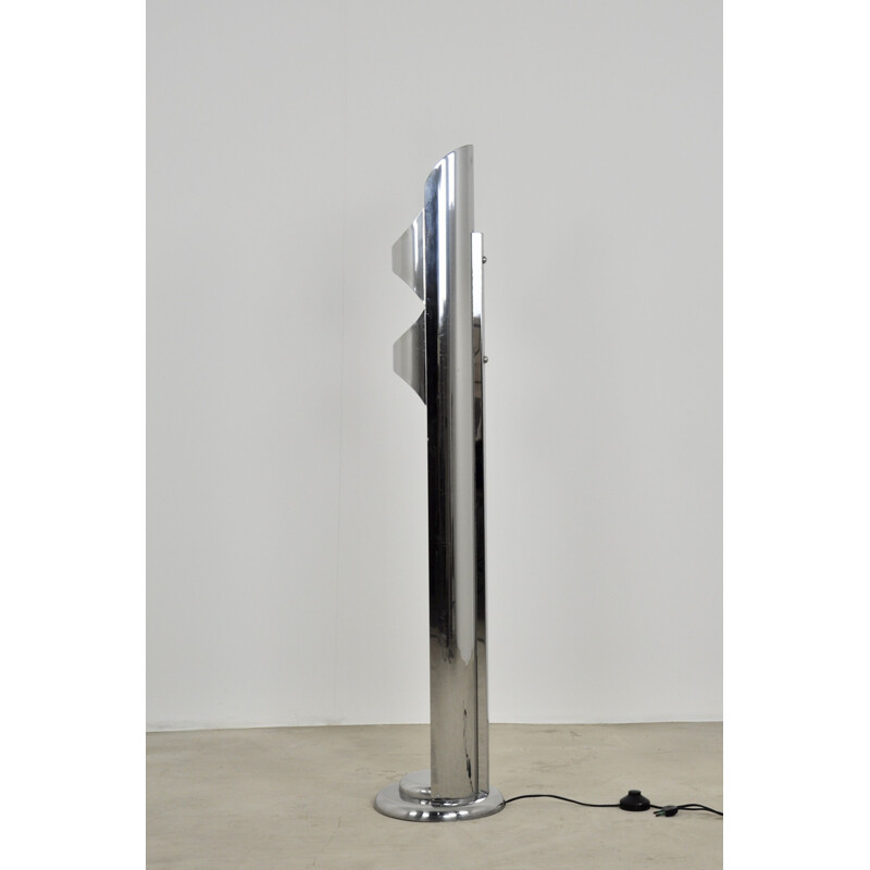 Vintage chromed floor lamp Italian 1970s