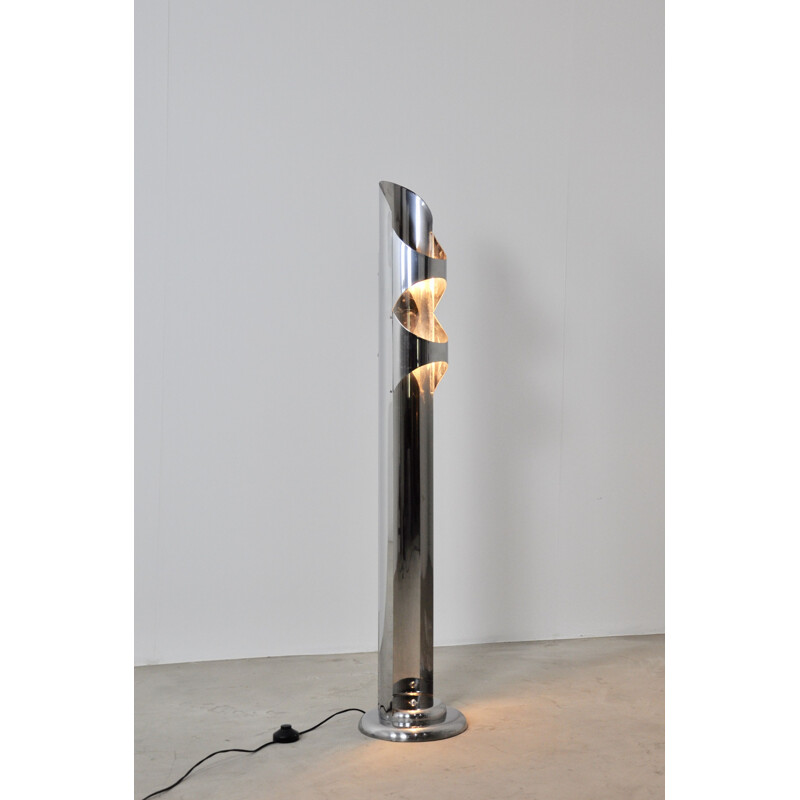 Vintage chromed floor lamp Italian 1970s