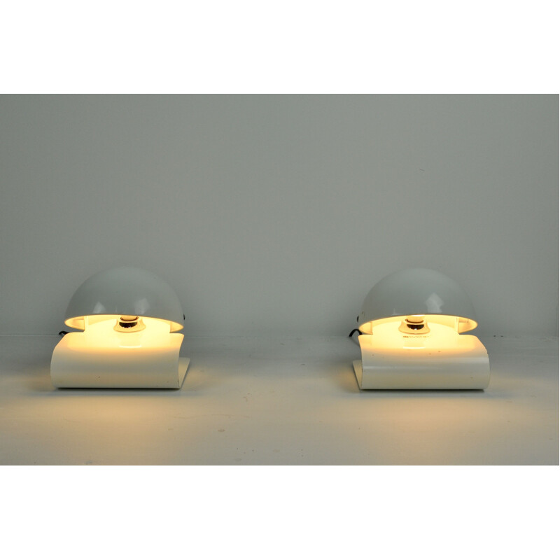 Pair of vintage White Bugia Table Lamps by Giuseppe Cormio for IGuzzini, 1970s