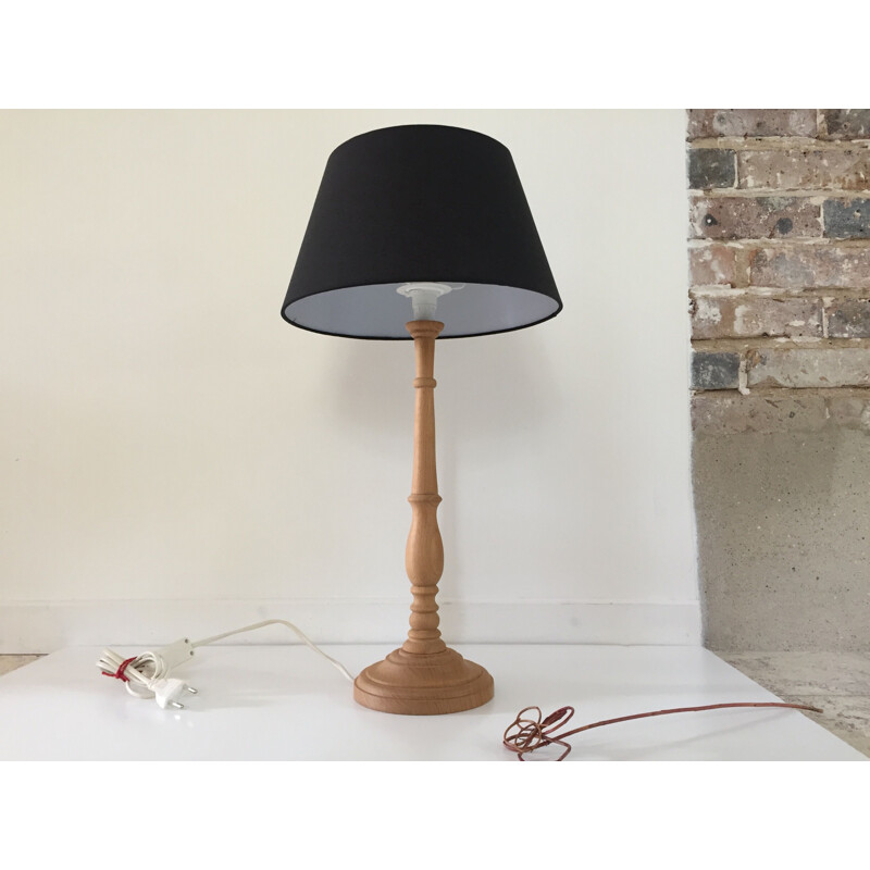 Large Vintage Lamp in spined wood 1980