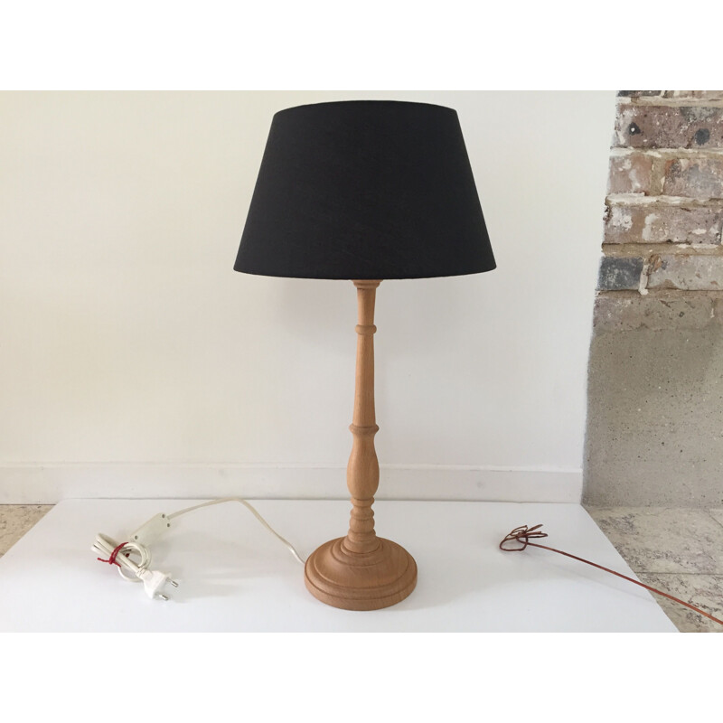 Large Vintage Lamp in spined wood 1980