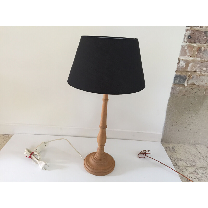 Large Vintage Lamp in spined wood 1980