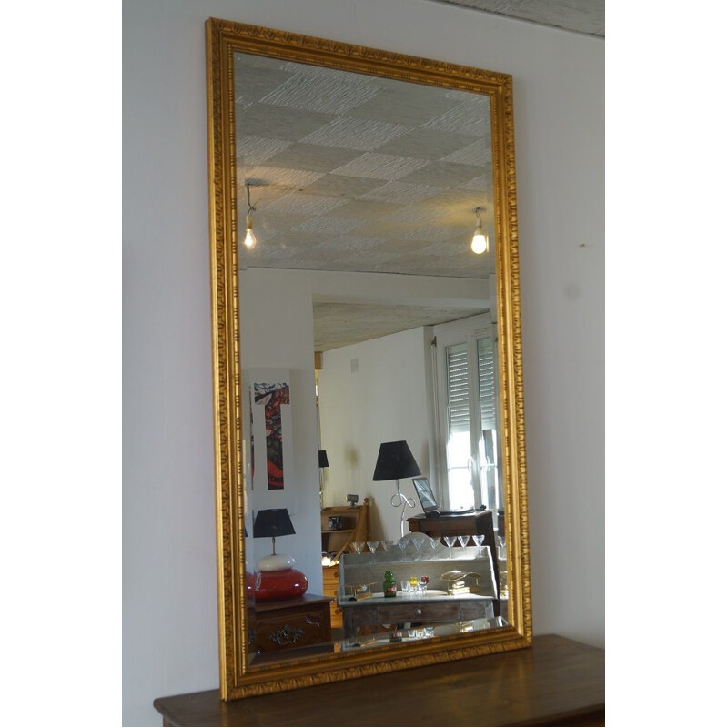 Grand miroir vintage doré et biseauté