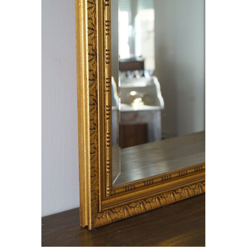 Grand miroir vintage doré et biseauté