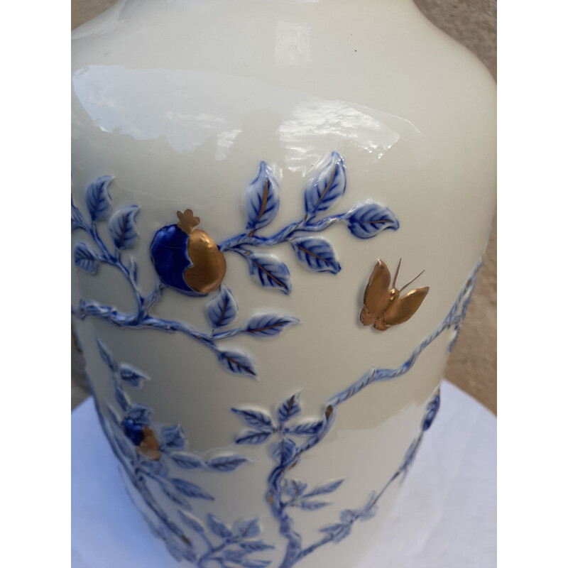 Vintage ceramics decorated with gold branches and butterflies, Italy 1970