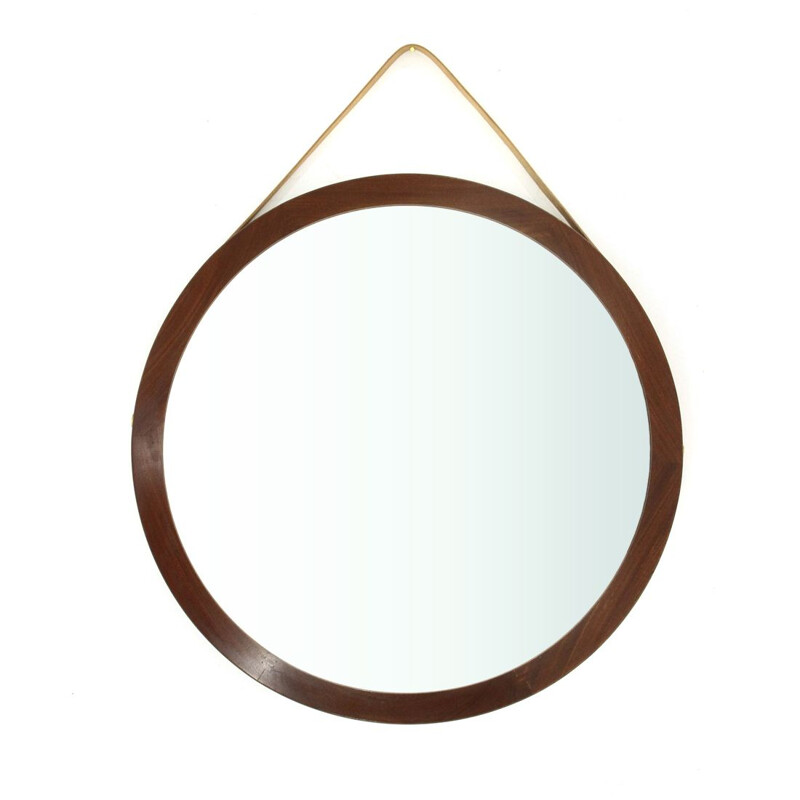 Vintage Round mirror with teak wood frame, 1960s