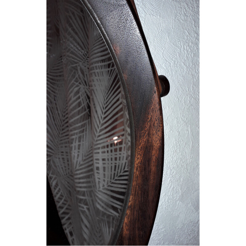 Vintage wall mirror in Rio rosewood Scandinavian circular 