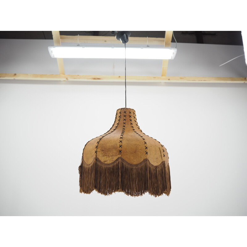 Large Midcentury Holland Sewn Ceiling Lamp Chandelier, 1970s