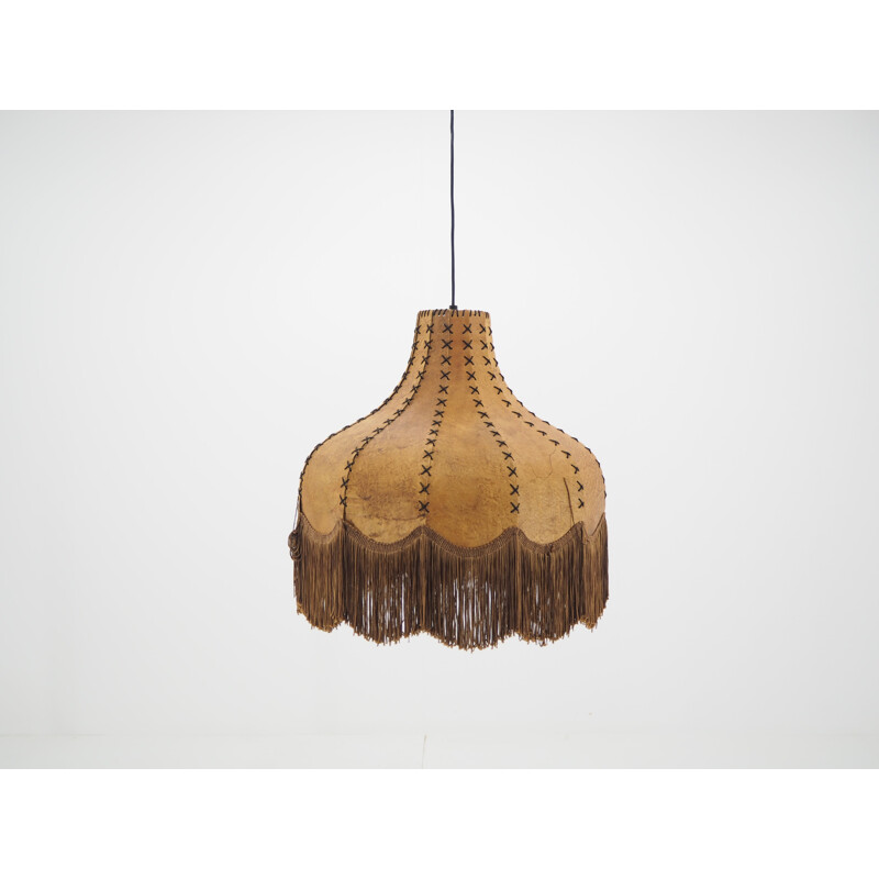 Large Midcentury Holland Sewn Ceiling Lamp Chandelier, 1970s