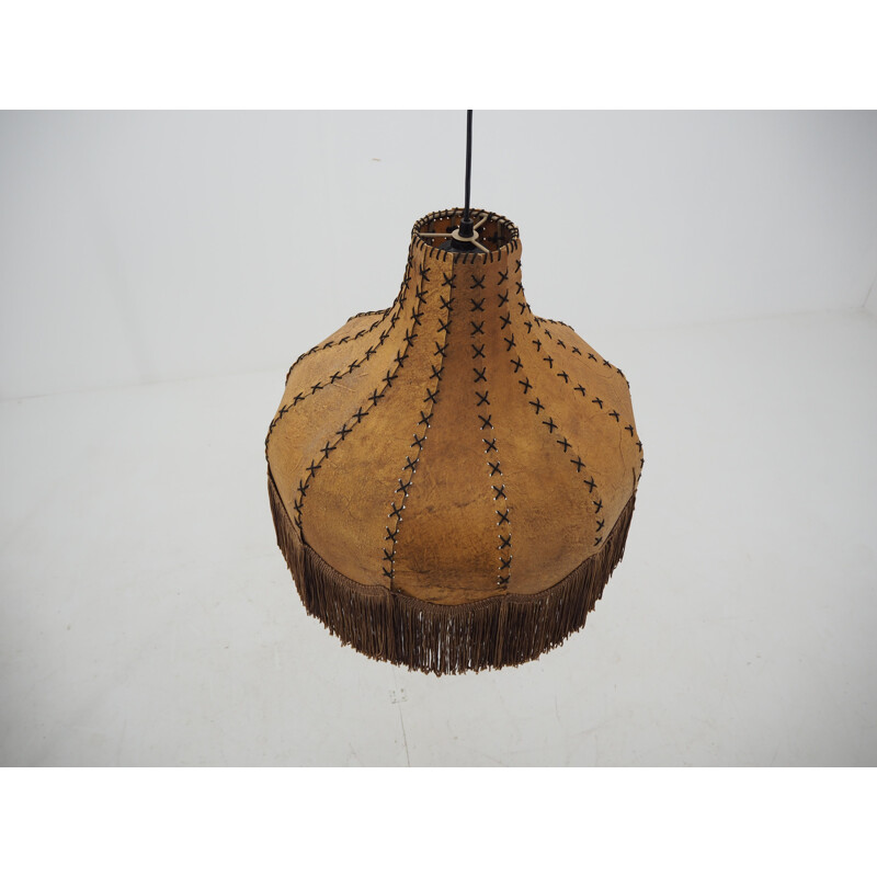 Large Midcentury Holland Sewn Ceiling Lamp Chandelier, 1970s