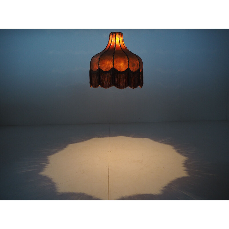 Large Midcentury Holland Sewn Ceiling Lamp Chandelier, 1970s