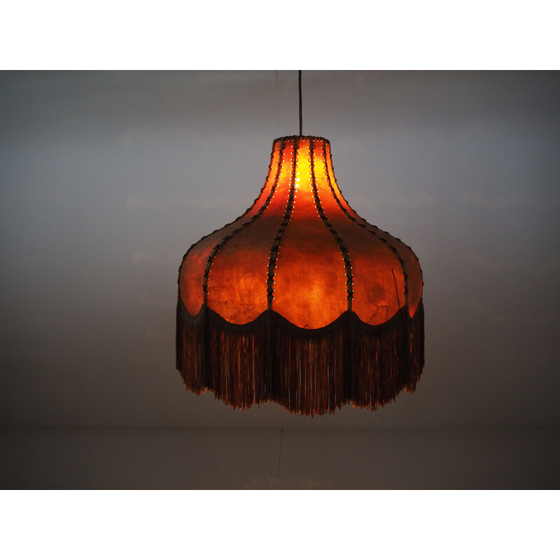 Large Midcentury Holland Sewn Ceiling Lamp Chandelier, 1970s