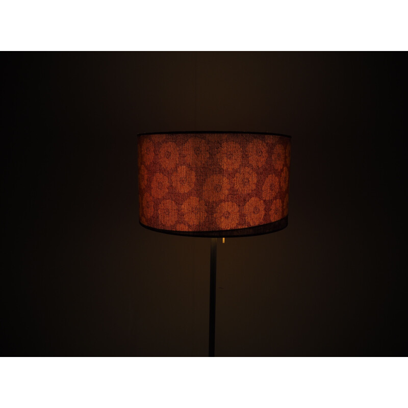 Vintage shadelamp floor lamp in flowered fabric, 1970