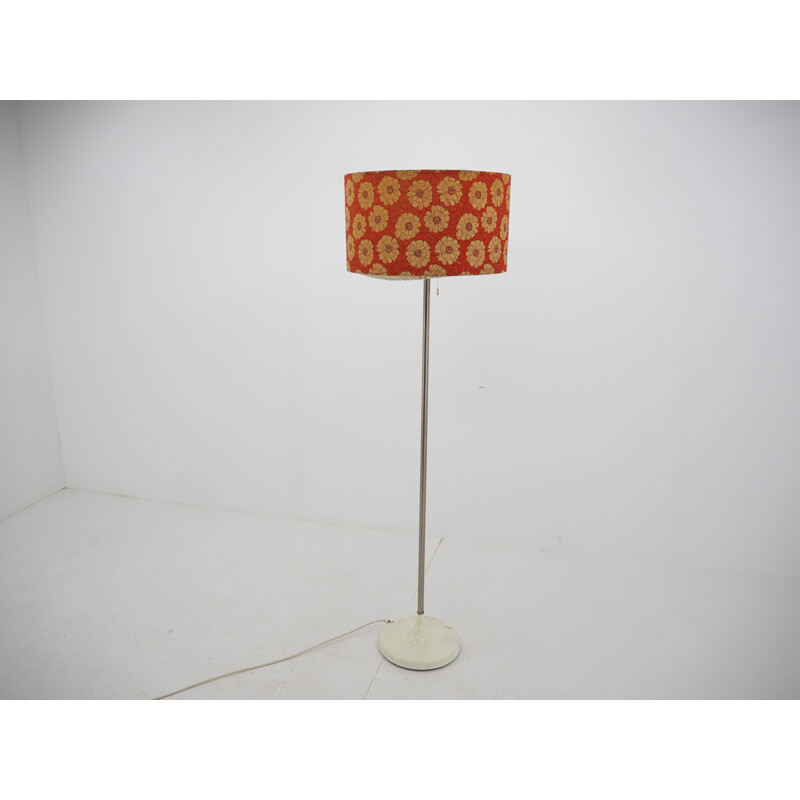 Vintage shadelamp floor lamp in flowered fabric, 1970