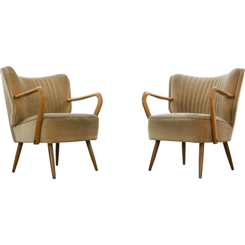 Pair of mid century Cocktail Chairs with Armrests 1950s