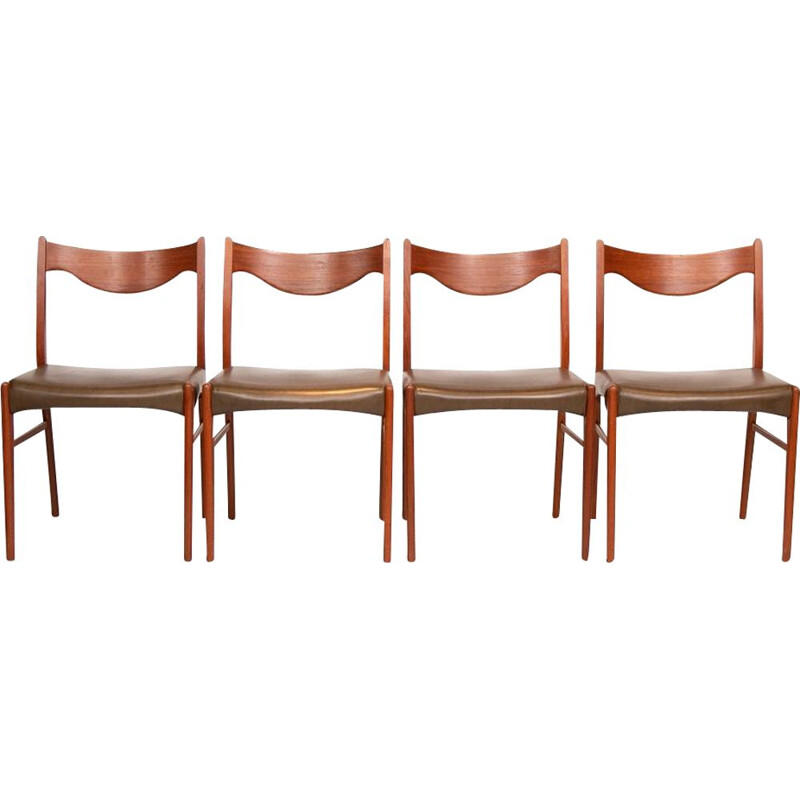 Set of 4 Midcentury Dining Chairs by Arne Wahl Iversen Danish 1960