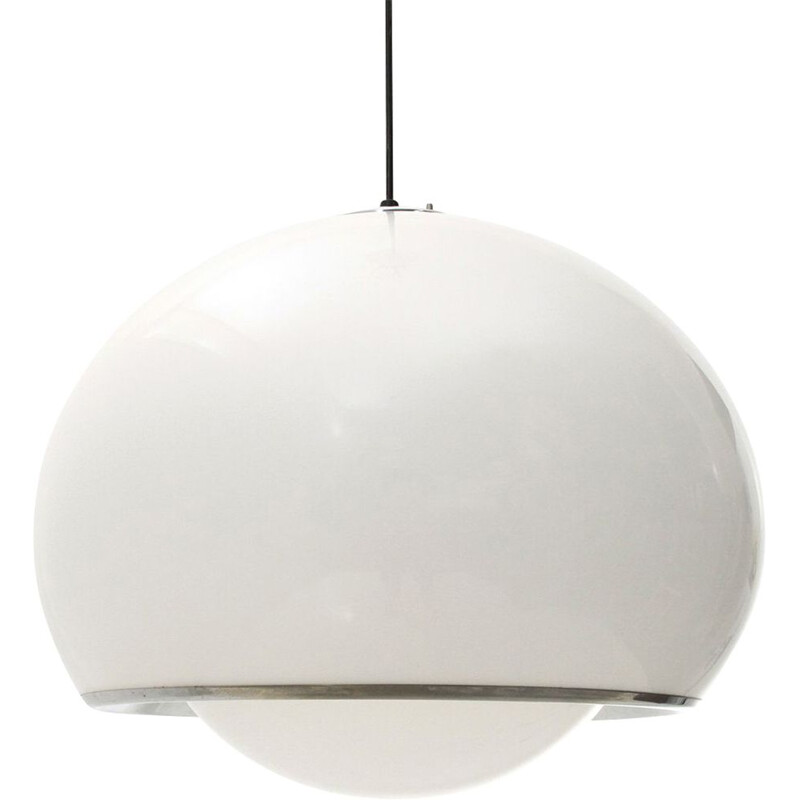 Vintage White "3030" chandelier by Harvey Guzzini, 1970s