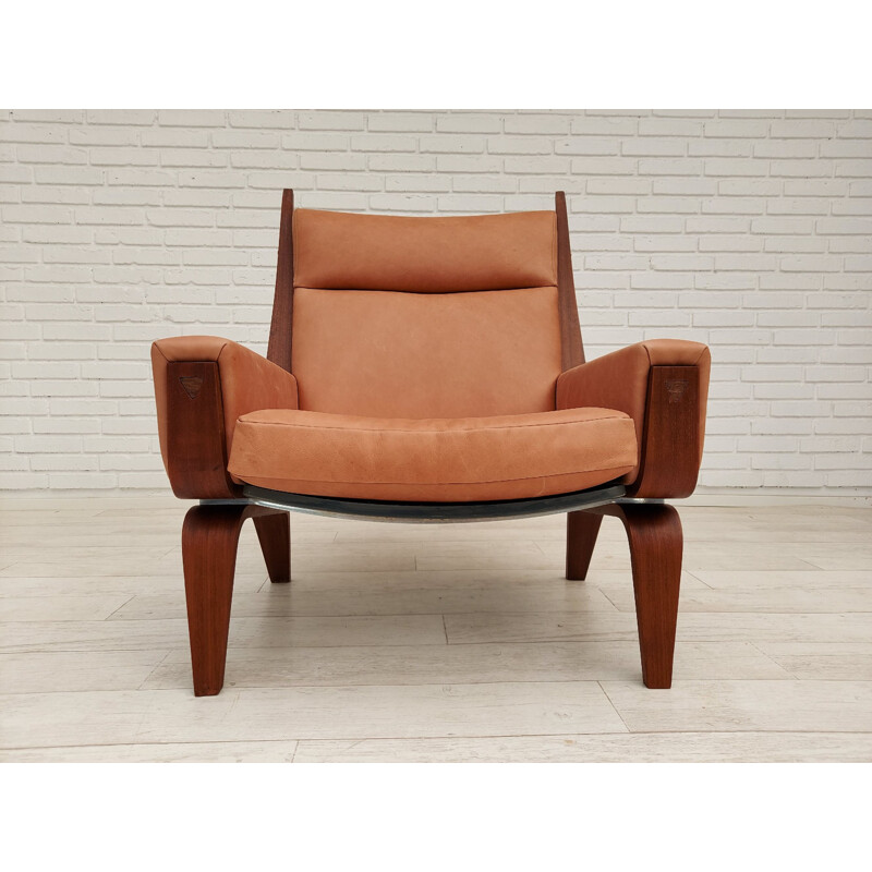 Vintage-Sessel aus Mahagoni, Leder H.J.Wegner, GE501A, Dänemark 1970