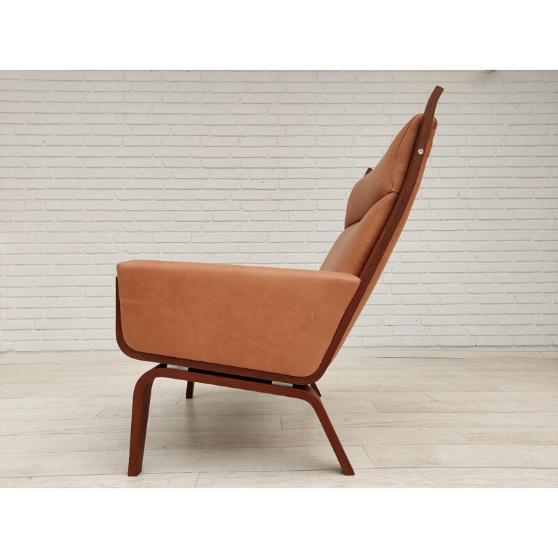 Vintage Armchair top mahogany, leather H.J.Wegner, GE501A, Danish 1970s
