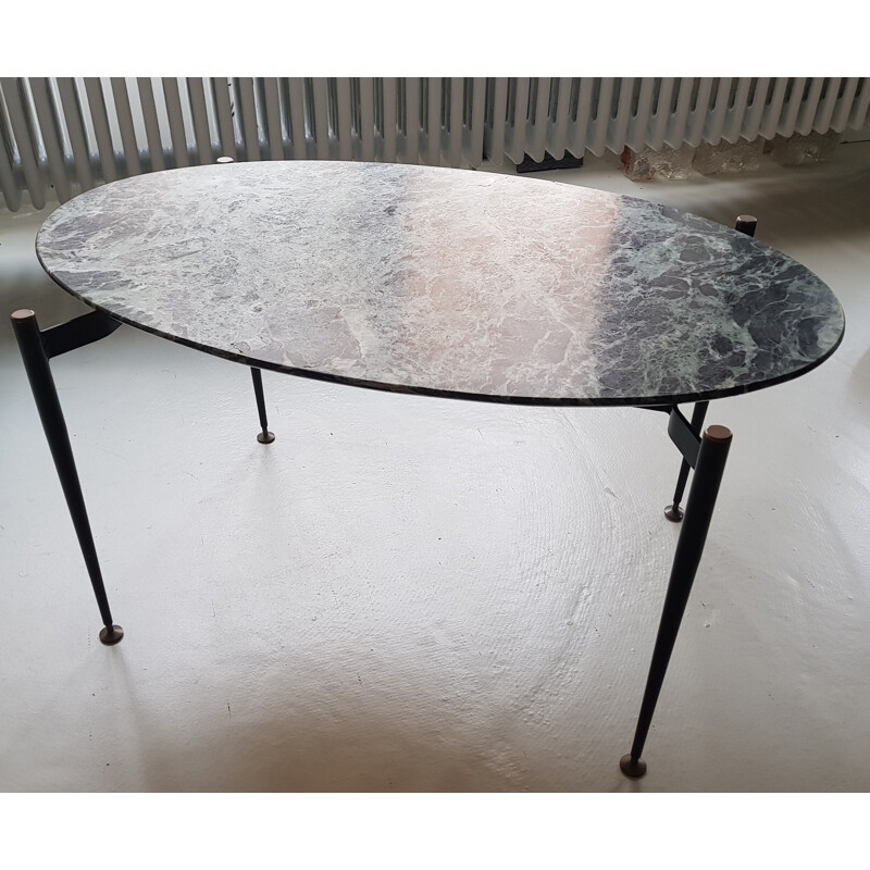 Tavolino vintage in marmo con base in metallo, Italia