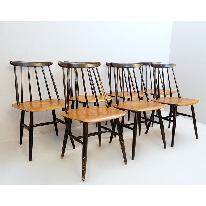 Set of 7 vintage chairs "Fanett" by Ilmari Tapiovaara for Edsby Verken