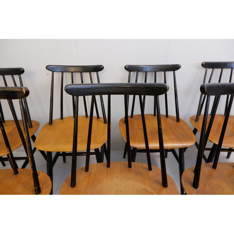 Set of 7 vintage chairs "Fanett" by Ilmari Tapiovaara for Edsby Verken