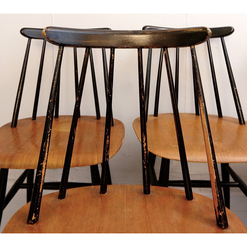 Set of 7 vintage chairs "Fanett" by Ilmari Tapiovaara for Edsby Verken