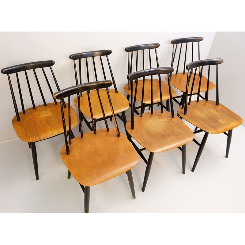 Ensemble de 7 chaises vintage "Fanett" par Ilmari Tapiovaara pour Edsby Verken