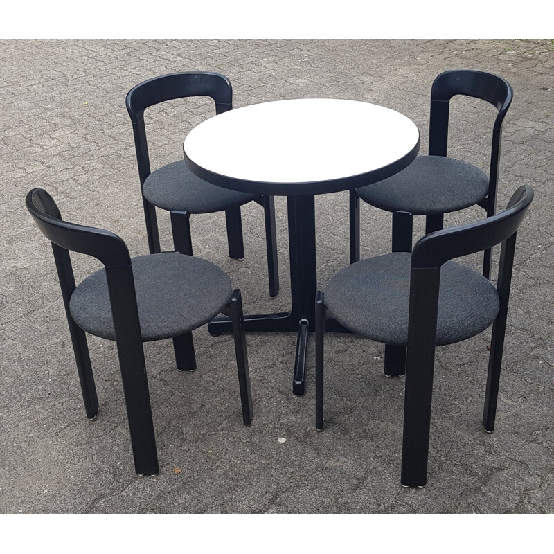 Vintage black and white dining group by Bruno Rey for Kusch swiss 1970s