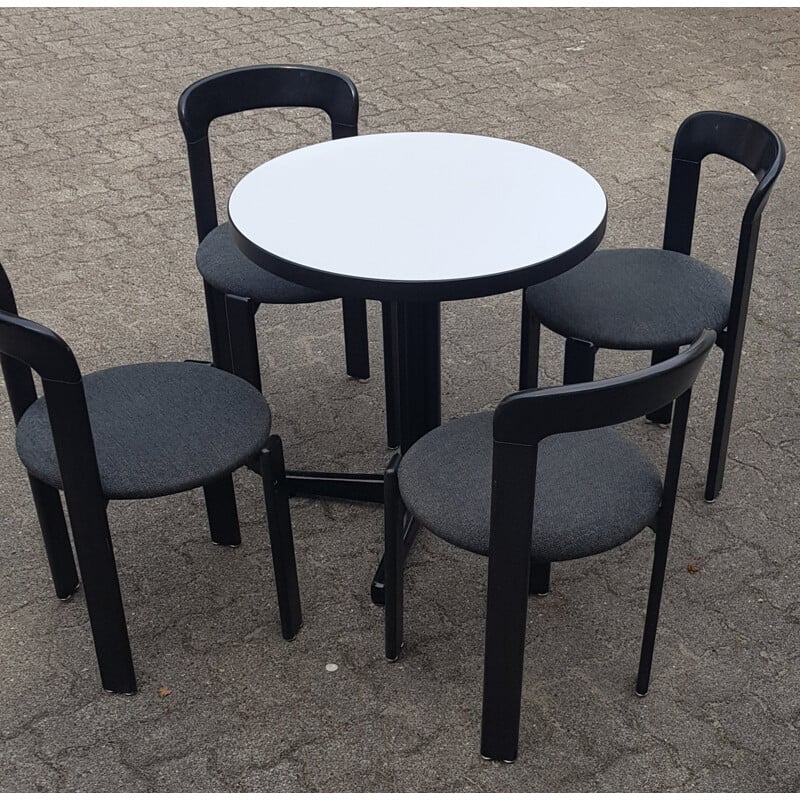 Vintage black and white dining group by Bruno Rey for Kusch swiss 1970s