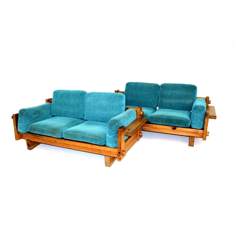 Vintage Scandinavian pine 2 seater sofa, Sweden, 1970