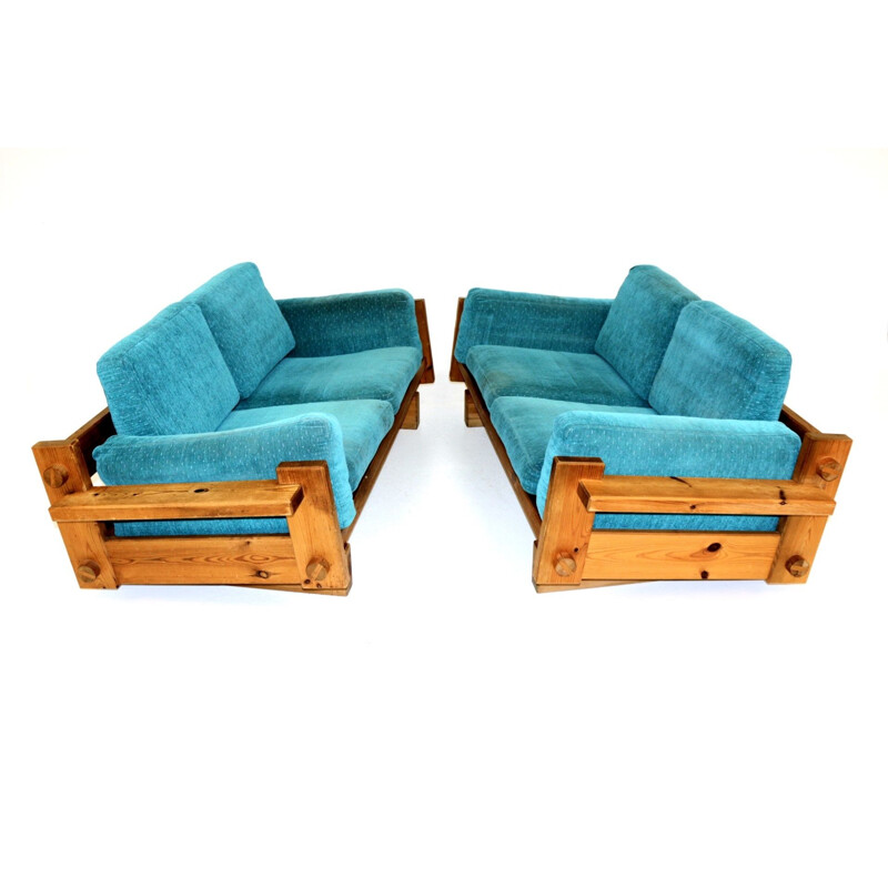 Vintage Scandinavian pine 2 seater sofa, Sweden, 1970