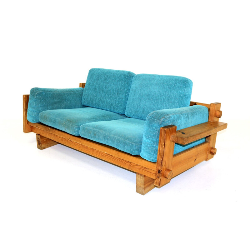 Vintage Scandinavian pine 2 seater sofa, Sweden, 1970