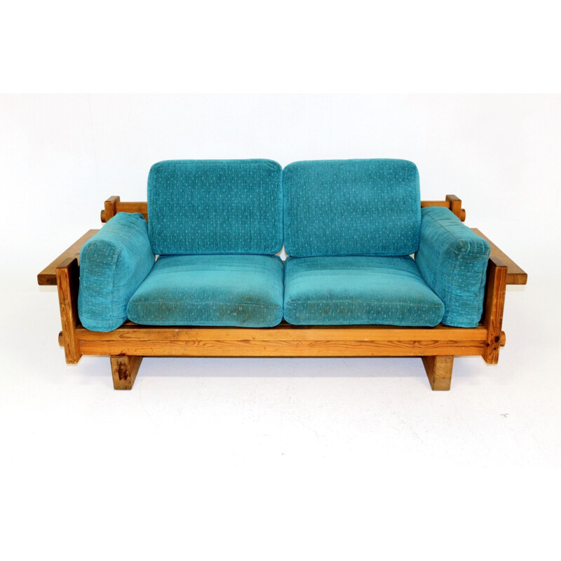 Vintage Scandinavian pine 2 seater sofa, Sweden, 1970