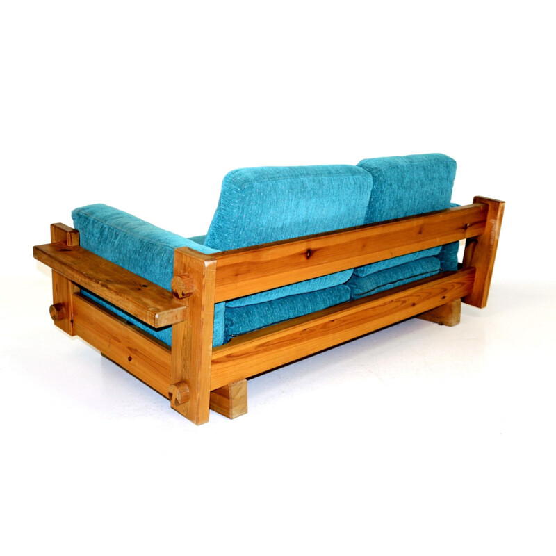 Vintage Scandinavian pine 2 seater sofa, Sweden, 1970