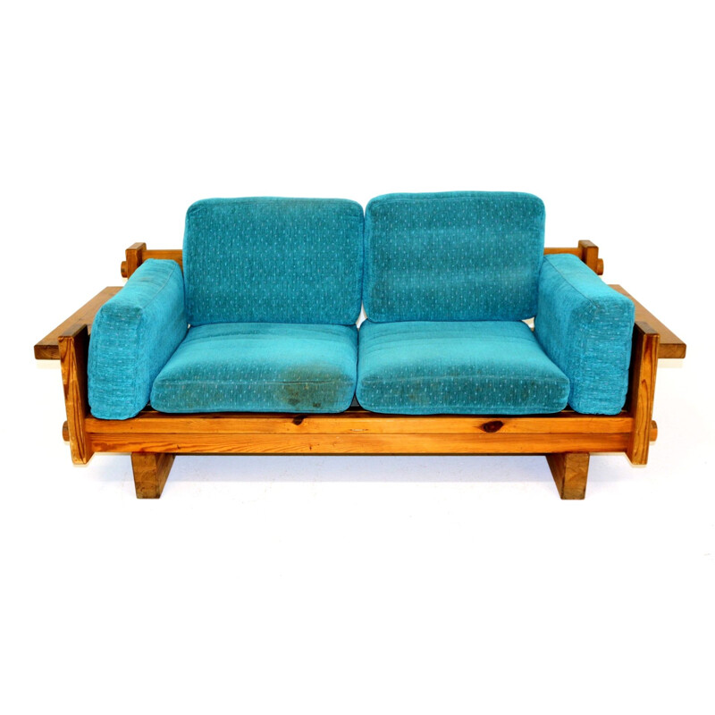 Vintage Scandinavian pine 2 seater sofa, Sweden, 1970