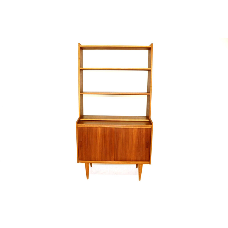 Vintage scandinavian oak and teak bookcase, Sweden 1960